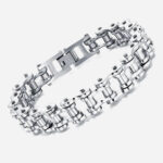 Bracelet argenté en maille originale type chaine de vélo
