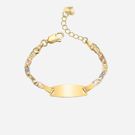 Bracelet gourmette doré avec des détails style diamant sur ses mailles.