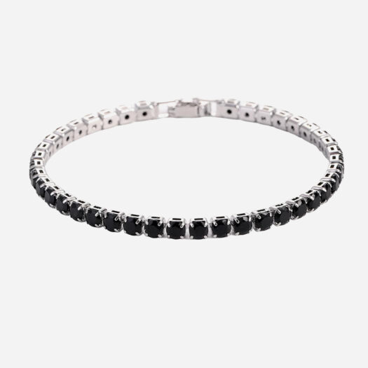 Photo d'un bracelet tennis à zircons noir avec fermeture clip.