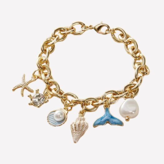 Bracelet à breloques étoile de mer et queue de poisson