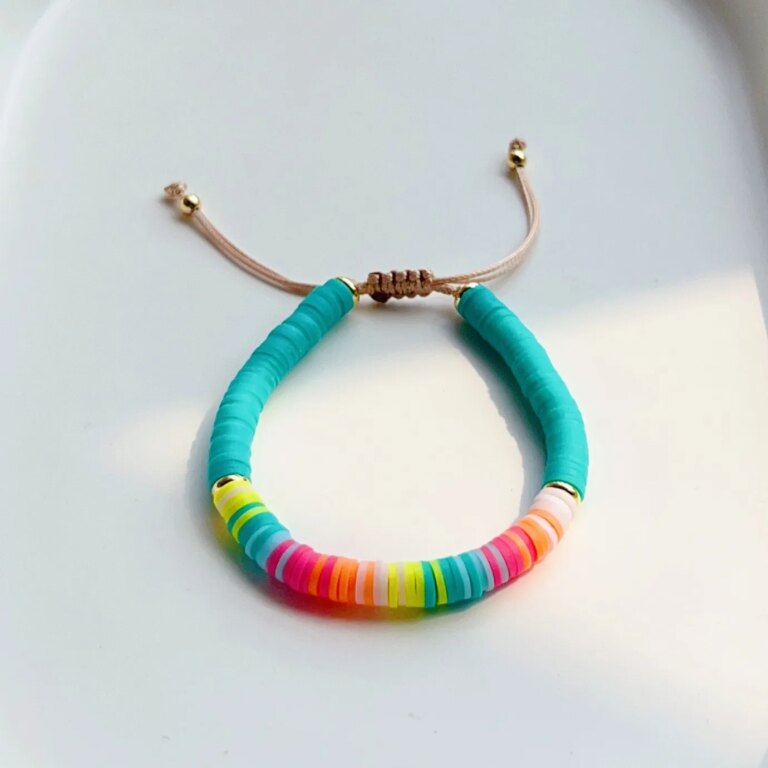 Bracelet turquoise perle plate ajustable