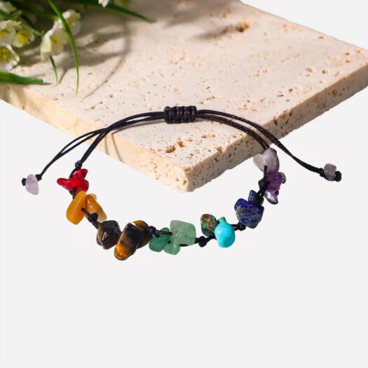Bracelet 7 chakras en pierres naturelles brutes