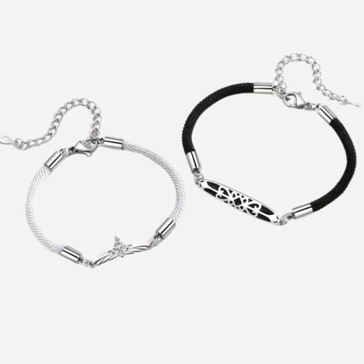 Bracelet couple en argent sterling 925 et zircon