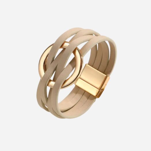 Bracelet élégant en cuir avec une boucle dorée pour femme