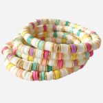 Bracelet perles plates blanc et pastel