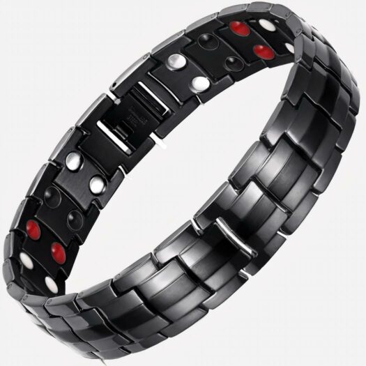 Bracelet magnétique en métal noir pour homme