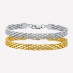 Deux bracelets maille fine sur fond blanc.