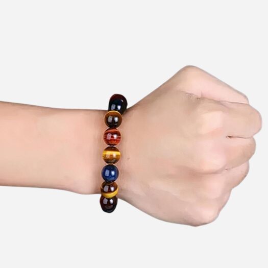 Bracelet oeil de tigre femme rouge élastique