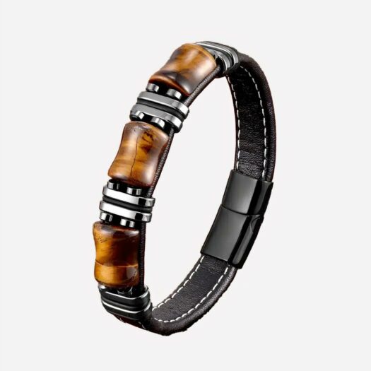 Bracelet oeil de tigre homme trois pierres