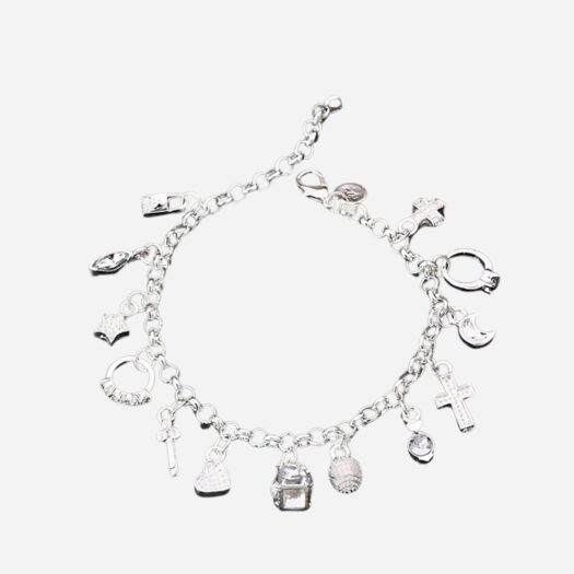 Bracelet fantaisie argent pendentifs et breloques pour femme