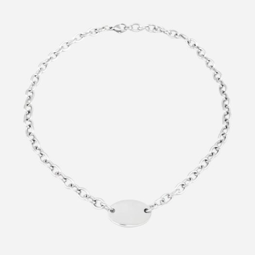 Bracelet gourmette femme plaque ovale