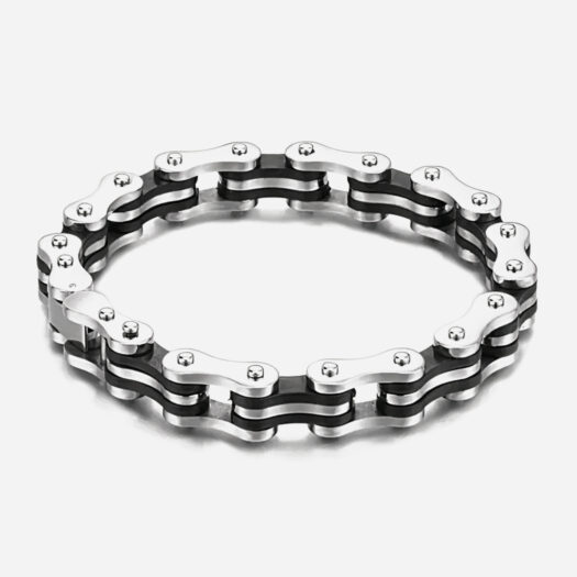 Bracelet chaine argenté et noir