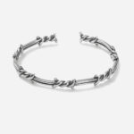 bracelet jonc argenté style fil barbelé
