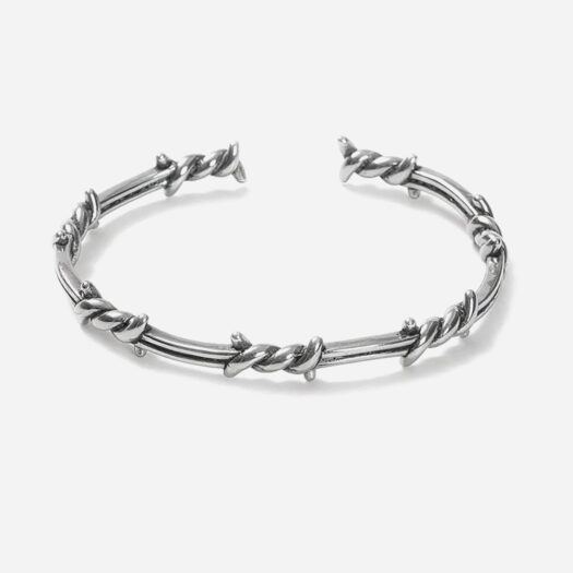 bracelet jonc argenté style fil barbelé