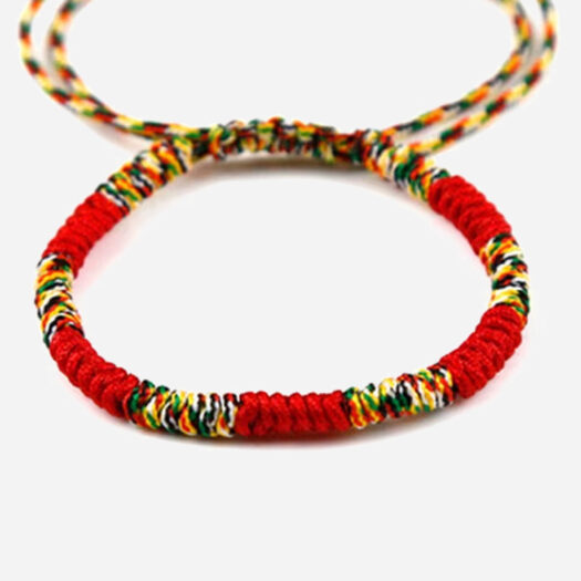 bracelet tressé tibétain porte bonheur roug