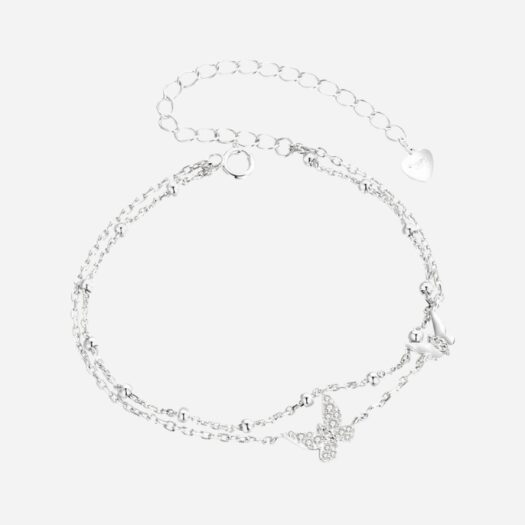 Bracelet en argent double-rang motif papillon