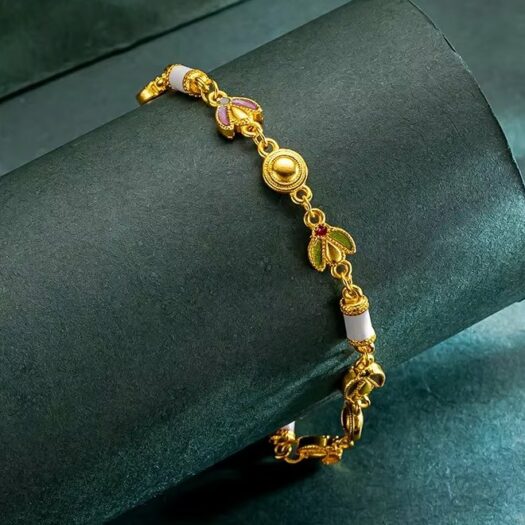 Bracelet breloque plaqué or avec abeilles