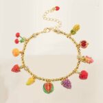 Bracelet breloques colorées fruits d'été chaîne dorée